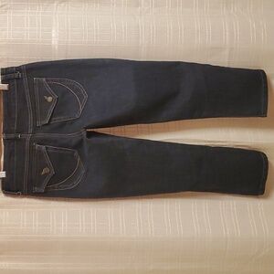 Nine West Jeans Womens Size 2 Sz 25 Dark Blue Button Back Pocket Bleecker Capri